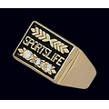 Corporate Signet 10K Gold Ladies' Ring W/ Bottom Row of Diamonds